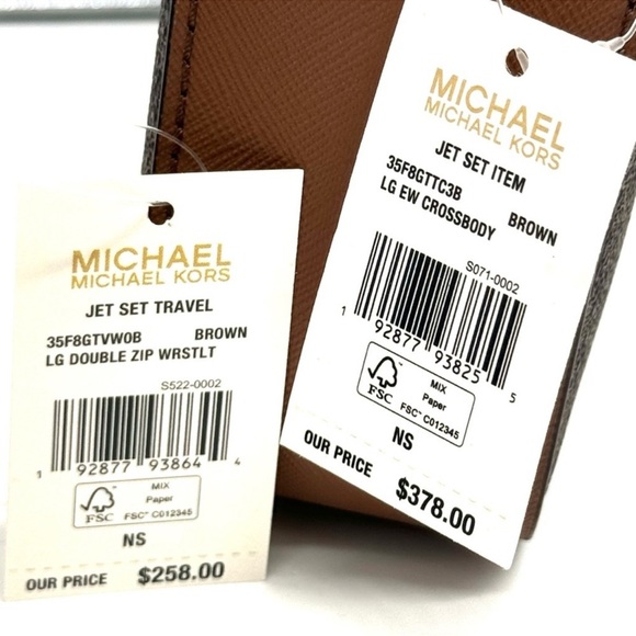 Michael Kors Large EW Crossbody Bag & Large Double Zip Wallet Brown - Picture 12 of 12